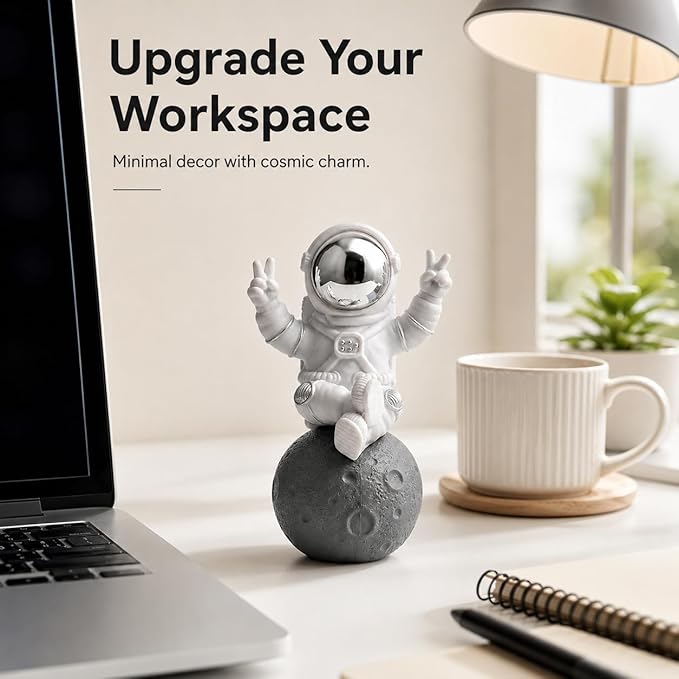 Cute Outer Space Astronaut Figurine Action Figure Toys Statue for Showpiece Home Living Room Decor Office Desktop Decoration Car Dashboard, Kids Birthday Party Gift, Resin