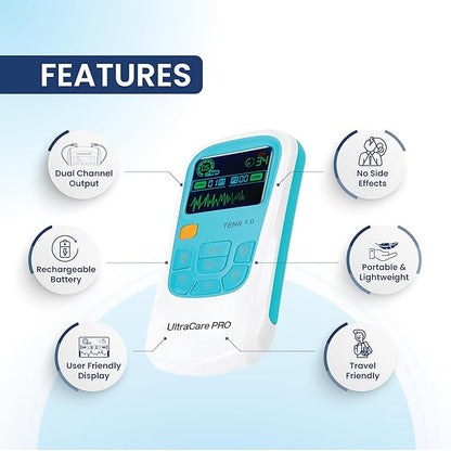 TENS 1.0 TENS Machine for Pain Relief, Physiotherapy Massager, 25 Modes, 50 Intensity Levels, Rechargeable, Dual Channel, Muscle/Nerve Stimulator, White
